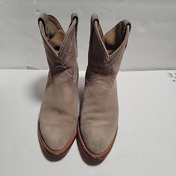Tecovas Shoes - Tecovas The LUCY Suede Calfskin Cowgirl Bootie Women Size 8 B  Granite Beige